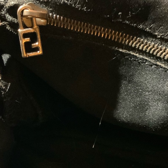 Fendi microfiber black bag with silver tone hardware. Adjustable leather strap. - Picture 11 of 13